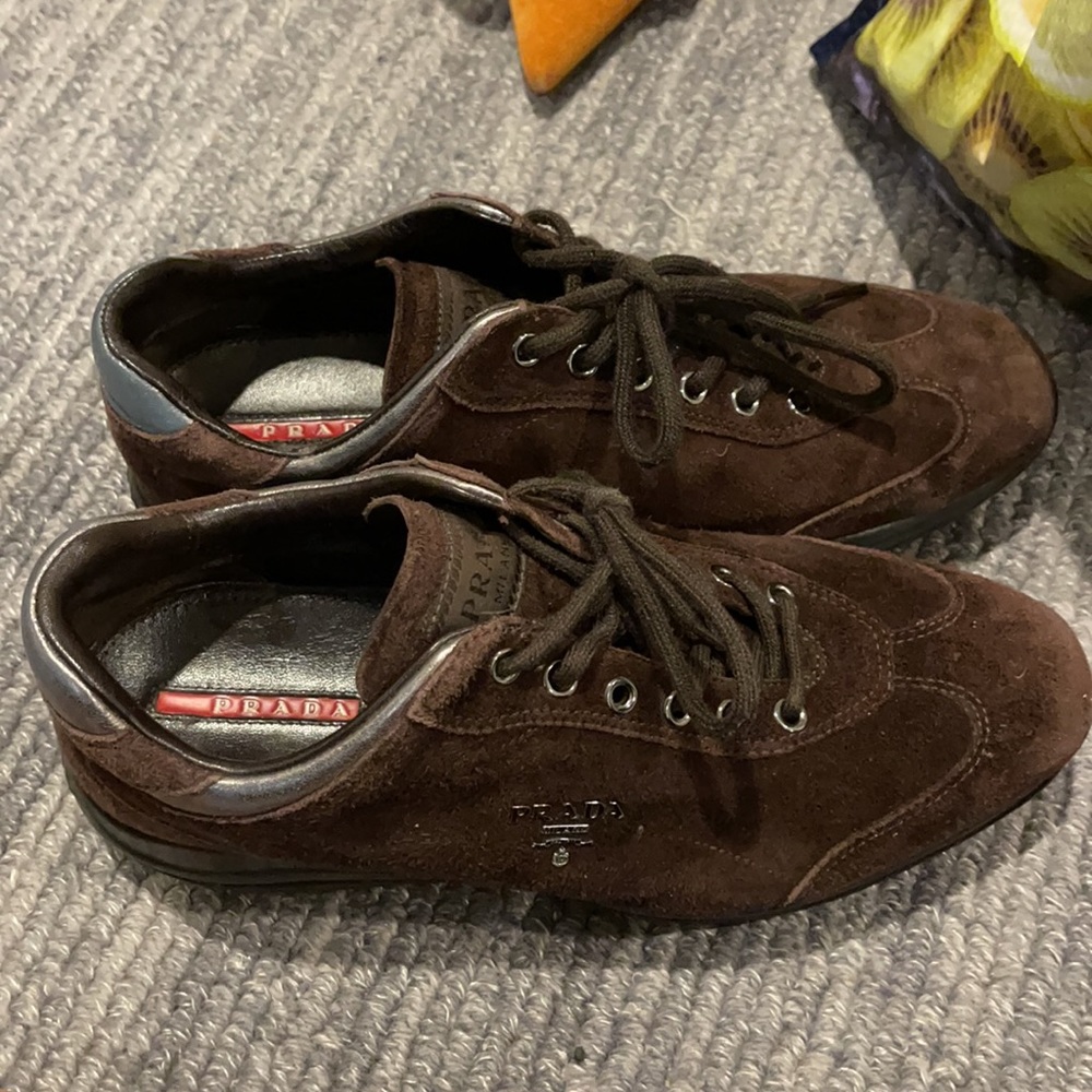 Prada brown suede sneakers